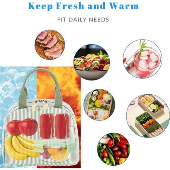 Large Insulated Lunch Bag Cooler Tote Reusable Lunchbox for Work Picnic Travel - Picture 6 of 7